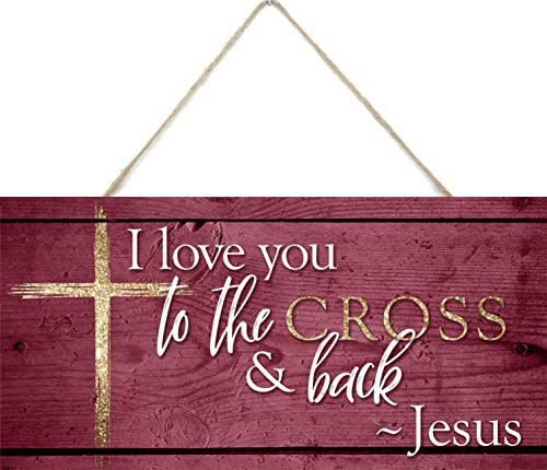 MRC Wood Products I Love You to The Cross and Back Wooden Plank Sign 5x10