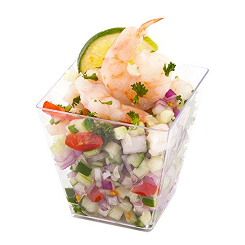 8 oz Square Clear Plastic Large Kova Cup - 2 3/4" x 2 3/4" x 2 3/4" - 20 count box - Restaurantware (RWP0048C-20) 8 oz Square Clear Plastic Large Kova Cup - 2 3/4" x 2 3/4" x 2 3/4" - 20 count box - Restaurantware (RWP0048C-20)