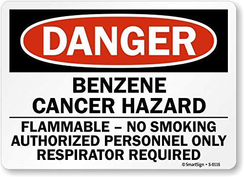 SmartSign "Danger - Benzene, Cancer Hazard, No Smoking" Label | 10" x 14" Laminated Vinyl SmartSign "Danger - Benzene, Cancer Hazard, No Smoking" Label | 10" x 14" Laminated Vinyl