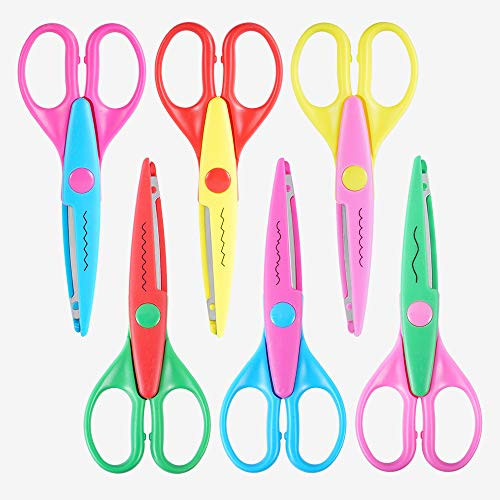 amassan Decorative Paper Edge Scissor Set  6'' Colorful Paper Edger Scissors Great for Kids, Teachers, Crafts, Scrapbooking, DIY Projects and Kids Crafts, Set of 6