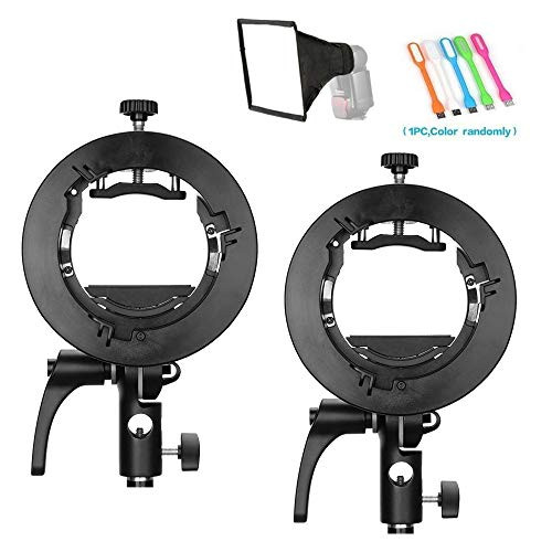 GODOX 2pcs S2 Speedlite Bracket S-Type Bowens Mount Holder for Godox V1 AD200Pro AD400Pro AD200 V860II TT685 TT600 V850II TT350 and Other Flashes, Snoot, Softbox, Honeycomb, Reflector, Beauty Dish