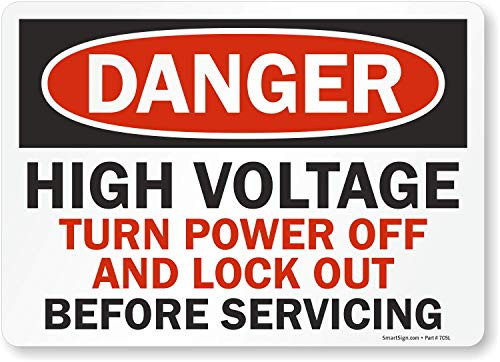 SmartSign Danger - High Voltage, Turn Power Off and Lock Out Before Servicing Label | 10" x 14" Laminated Vinyl