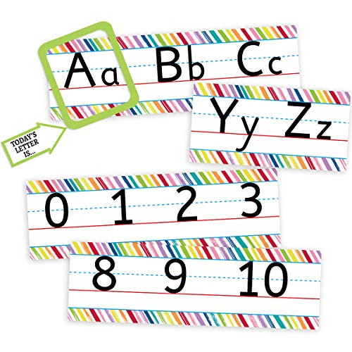 Colorful Scribble Alphabet and Numbers Line Bulletin Board Set Alphabet Wall Classroom Decorations