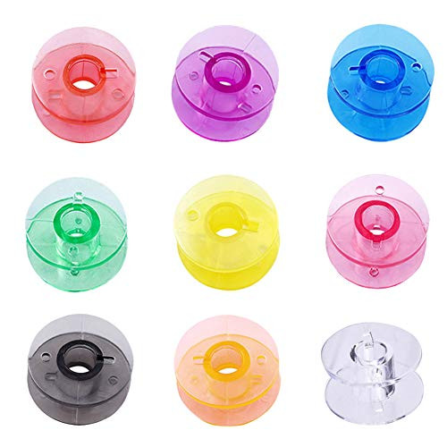 50 Pieces Sewing Bobbins Spools Plastic Sewing Thread Machine Bobbins Transparent Bobbin Multicolor Needlework Craft for Embroidery Sewing Tool Accessory (Bobbins Colorful)