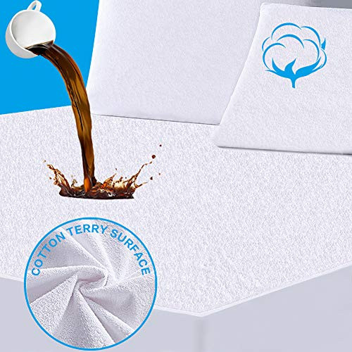 Full Size Premium Waterproof Mattress Protector, Breathable Cotton Terry Surface Mattress Cover, Deep Pocket Stretch to 16" Noiseless Bed Cover - 10 Year Quality Assurance Full Size Premium Waterproof Mattress Protector, Breathable Cotton Terry Surface Mattress Cover, Deep Pocket Stretch to 16" Noiseless Bed Cover - 10 Year Quality Assurance