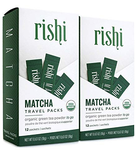 Rishi Tea Matcha Green Herbal Tea Powder To-Go Travel Sticks - Immune System Booster, Organic, Naturally Sweet, Highly Caffeinated, Energy-Boosting - 12 Packets, 0.63 oz (Pack of 2)