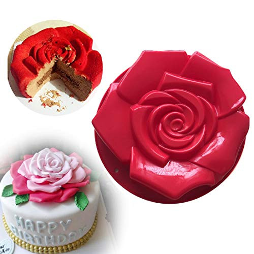 Joyeee 11.8'' Rose Flower Cake Mold Pan, Silicone Baking Mold for Birthday Cake, Muffin, Bread, Pie, Flan, Tart, Mousse, Cheesecake - Non-Stick Baking Trays - Great For Parties, Holidays Joyeee 11.8'' Rose Flower Cake Mold Pan, Silicone Baking Mold for Birthday Cake, Muffin, Bread, Pie, Flan, Tart, Mousse, Cheesecake - Non-Stick Baking Trays - Great For Parties, Holidays