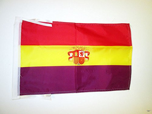 AZ FLAG Second Spanish Republic Coat of Arms Flag 18'' x 12'' Cords - Spain Republican Small Flags 30 x 45cm - Banner 18x12 in