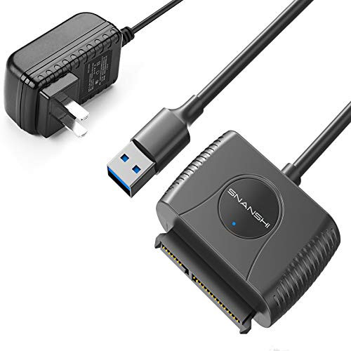 SATA to USB 3.0 Adapter Cable, SNANSHI USB 3.0 to SATA III Adapter Cable with UASP SATA to USB Converter for 2.5" 3.5 Hard Drives Disk HDD and Solid State Drives SSD, with 12V Power Adapter
