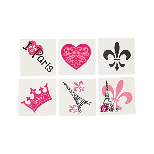Fun Express - Perfectly Parisian Tattoos - Apparel Accessories - Temporary Tattoos - Regular Tattoos - 72 Pieces Fun Express - Perfectly Parisian Tattoos - Apparel Accessories - Temporary Tattoos - Regular Tattoos - 72 Pieces