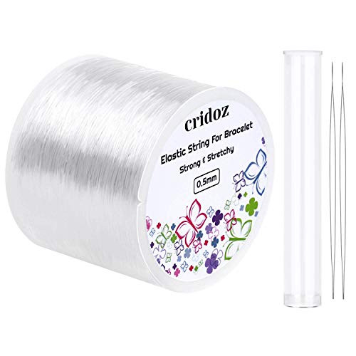 Stretchy String for Bracelets, Cridoz 0.5mm Clear Elastic String Stretch Cord Jewelry Bead Bracelet String with 2 Pcs Beading Needles for Seed Beads, Pony Beads, Bracelets and Jewelry Making Stretchy String for Bracelets, Cridoz 0.5mm Clear Elastic String Stretch Cord Jewelry Bead Bracelet String with 2 Pcs Beading Needles for Seed Beads, Pony Beads, Bracelets and Jewelry Making