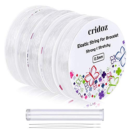Stretchy String for Bracelets, Cridoz 5 Rolls Clear Elastic String Stretch Cord Jewelry Bead Bracelet String with 2 Pcs Beading Needles for Seed Beads, Pony Beads, Bracelets and Jewelry Making (Assort Stretchy String for Bracelets, Cridoz 5 Rolls Clear Elastic String Stretch Cord Jewelry Bead Bracelet String with 2 Pcs Beading Needles for Seed Beads, Pony Beads, Bracelets and Jewelry Making (Assort