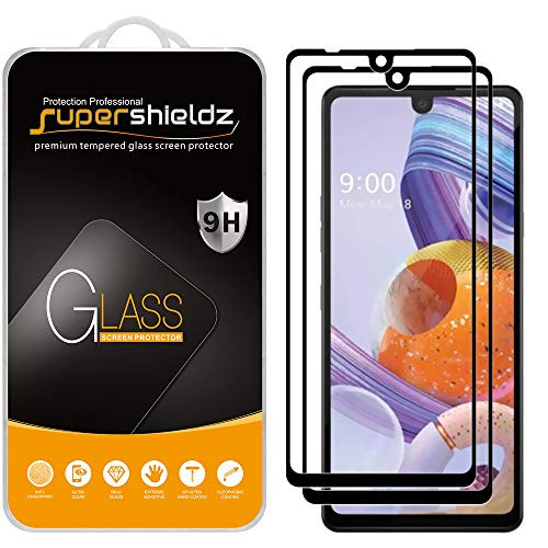 (2 Pack) Supershieldz for LG Stylo 6 Tempered Glass Screen Protector, (Full Screen Coverage) Anti Scratch, Bubble Free (Black)