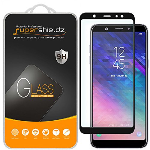 (2 Pack) Supershieldz for Samsung Galaxy A6 Plus (2018) Tempered Glass Screen Protector, (Full Screen Coverage) Anti Scratch, Bubble Free (Black)