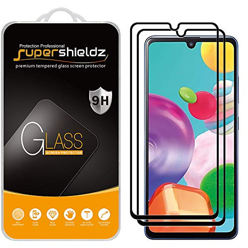 (2 Pack) Supershieldz for Samsung Galaxy A41 Tempered Glass Screen Protector, (Full Screen Coverage) Anti Scratch, Bubble Free (Black)