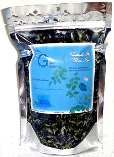 Dried Butterfly Pea flower teas 100% Organic Clitoria ternatea Herbs Herbal healthy tea drink recipes food coloring Antioxidants aging 100g