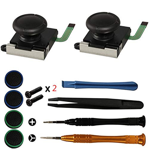 3d Analog Joystick, Timorn Joycon Joystick Replacement Parts Thumb Stick Repair Kit for Switch Joy con Controller-with Screws Screwdrivers Tweezers Pry Tools and Thumbstick Caps