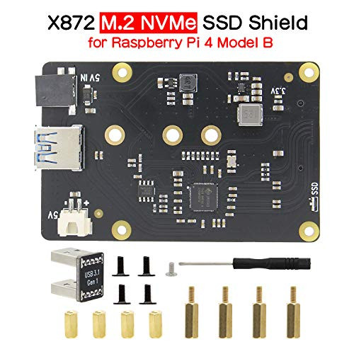 Geekworm Raspberry Pi 4 X872 M.2 NVMe SSD Expansion Board Compatible with Raspberry Pi 4 Model B only, Support X735/X710/X765/X725