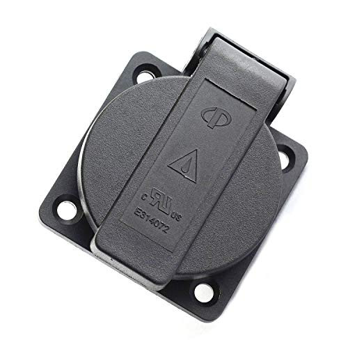 RuiLing 1-Pack US Standard Water-Proof Power Outlet 3-Hole Socket AC 15A 125V Panel Mount Dust-Proof Industrial Electrical Female Plug Power Connector