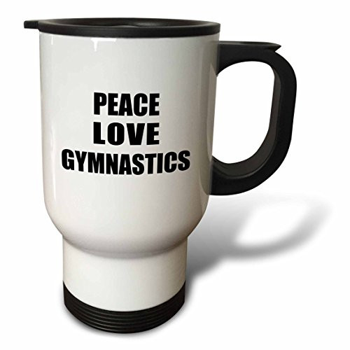 3dRose tm_184884_1 Peace Love and Gymnastics-Things That Make Me Happy-Gymnast Gift, Travel Mug, 14-Ounce, Stainless Steel