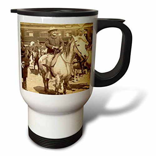 3dRose tm_97714_1" 1903 US President Teddy Roosevelt on Horseback in Yellowstone National Park Sepia" Travel Mug, 14 oz, Multicolor 3dRose tm_97714_1" 1903 US President Teddy Roosevelt on Horseback in Yellowstone National Park Sepia" Travel Mug, 14 oz, Multicolor