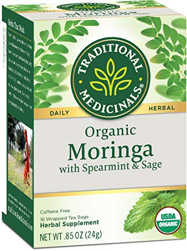 Traditional Medicinals Organic Moringa with Spearmint & Sage Herbal Tea, 16 Tea Bags (pack of 6)