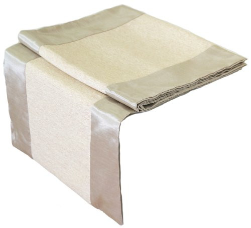 Artiwa Rectangle Silk Decorative Table Runner/Bed Runner Ivory & Cream 14 x 90 inch