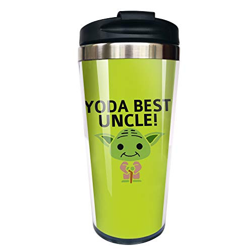Hasdon-Hill Funny Travel Mugs For Women Men Dad Mom Yo-da Best Uncle Coffee Mug Tea Cup Stainless Steel Mug For Cute Star Fans Friends Birthday Christmas Gifts 12 Oz