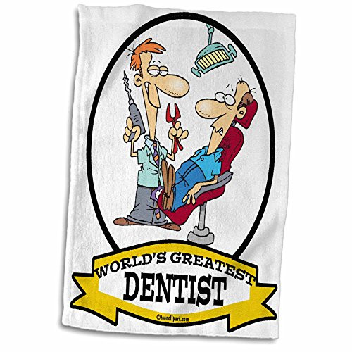 3D Rose Funny Worlds Greatest Dentist Cartoon Hand/Sports Towel, 15 x 22