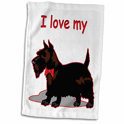 3D Rose Cute and Cuddly Canine I Love My Scottish Terrier Towel, 15" x 22"