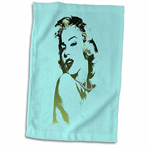 3D Rose Sexy Image of Marilyn Monroe. Turquoise. Popular Print Hand Towel, 15" x 22", Multicolor
