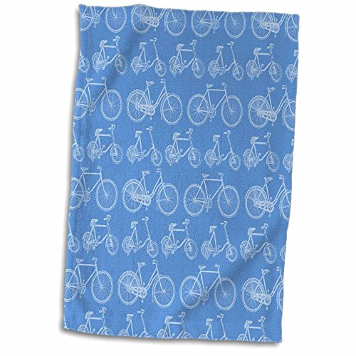 3D Rose Bicycles-Adults and Kids Bikes Pattern in Two Tone Hand Towel, 15" x 22", Blue