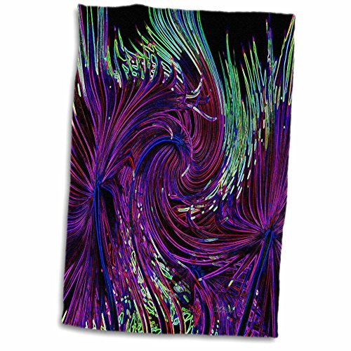 3D Rose Image of Neon Waves in Purple and Green Hand Towel, 15" x 22", Multicolor 3D Rose Image of Neon Waves in Purple and Green Hand Towel, 15" x 22", Multicolor