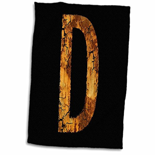 3D Rose Golden Letter D Hand Towel, 15" x 22", Multicolor