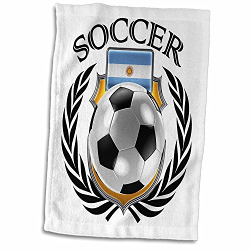 3D Rose Argentina Soccer Ball with Fan Crest Hand Towel, 15" x 22"