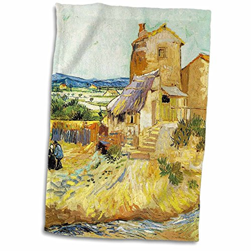 3D Rose Van Gogh Old Mill Painting TWL_47912_1 Towel, 15" x 22"