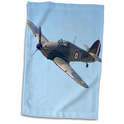 3D Rose Hawker Hurricane-British and Allied WWII Fighter Plane-Au02 Dwa6007-David Wall Hand/Sports Towel, 15 x 22