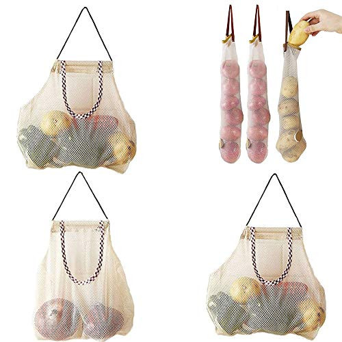 TXIN 6 Pieces Potato Tomato Garlic Onion Storage Bags Mesh Fruit Veggie Vegetable Hanging Bags