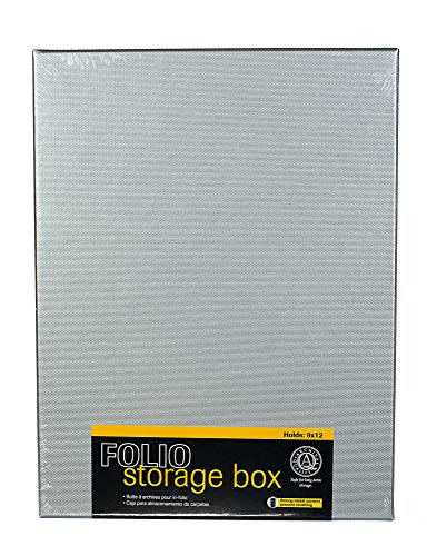 Lineco 9x12 Metallic Silver Clamshell Archival Folio Storage Box, 1.75" Deep. Removable Lid. Acid-Free with Metal Edge. Protects Picture, Organize Photos or Documents, Crafts, DIY.