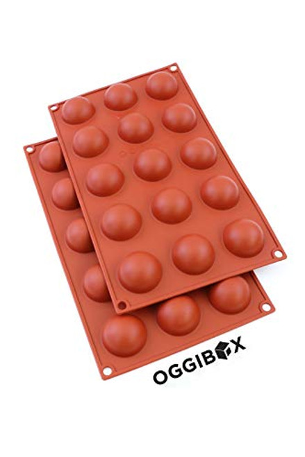 Oggibox 15 Cavity Hemisphere Half Circle Dome shape Silicone mold for for Soap, Cake, Bread, Cupcake, Cheesecake, Cornbread, Muffin, Brownie, and More Pack of 2