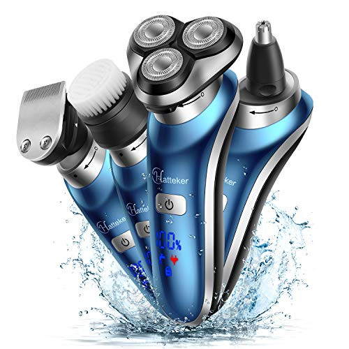 HATTEKER Electric Shaver for Men Trimmer for Men Cordless Rechargeable Beard Nose Hair Face Trimmer Rotary Razor USB Groomer Waterproof Wet Dry 4 in 1 HATTEKER Electric Shaver for Men Trimmer for Men Cordless Rechargeable Beard Nose Hair Face Trimmer Rotary Razor USB Groomer Waterproof Wet Dry 4 in 1