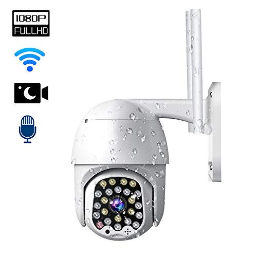 Outdoor Camera WiFi Full HD 1080P Security Camera System PTZ IP WiFi Camera with Color Night Vision Two Way Audio Motion Detection Support iOS/Android/Windows (SD Card Included)