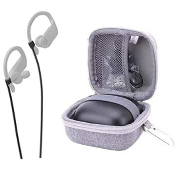 Aenllosi Hard Storage Case for Powerbeats Pro Totally Wireless Earphones with Anti-Lost Earbuds Strap (Grey)