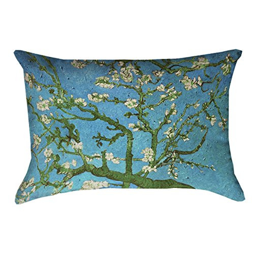 ArtVerse Vincent Van Gogh Almond Blossom Pillow - Spun Polyester, 14 x 10, Blue & Green