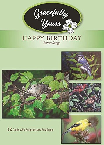 Gracefully Yours Sweet Songs Birthday Greeting Cards featuring Muggs Depuydt, 12, 4 designs/3 each with Scripture Message