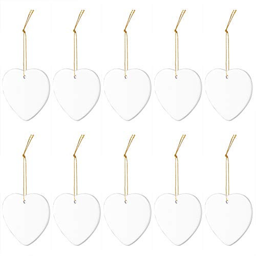 Sublimation Blanks Pendants, Personalized Sublimation Pendant Blank Ceramic Christmas Ornaments Discs Supplies for DIY Christmas Tree Decor 10 Pieces