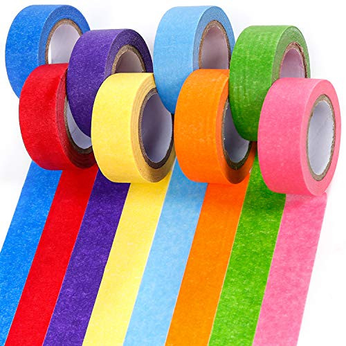PuTwo Washi Tape, 8 Rolls Rainbow Washi Tape, 24mm Wide Washi Tape, Decorative Tape, Cute Washi Tape, Vintage Washi Tape, Japanese Washi Tape, Washi Tape for Journal, Decorative Tape for Crafts
