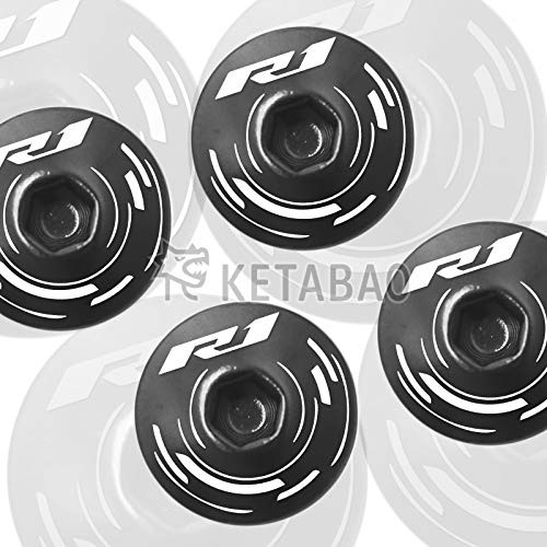 KETABAO CNC Windscreen Fairing Bolts Screws R1 Logo Black Kit For Yamaha YZF R1 R1M R1S 1000 03 04 05 16 17 18 19 2020