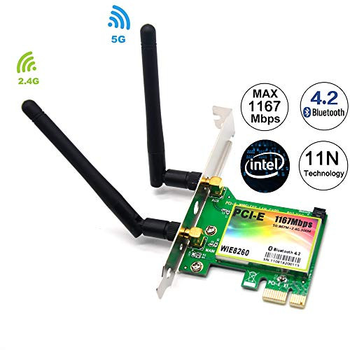 Padarsey WiFi Card AC 1200Mbps 8260 Wireless Network Card with Bluetooth 4.2 Network Server Adapter,Dual-Band 5G/2.4G PCI-E Wireless WI-FI Adapter Network Card for PC-Shippe (WIE8260)