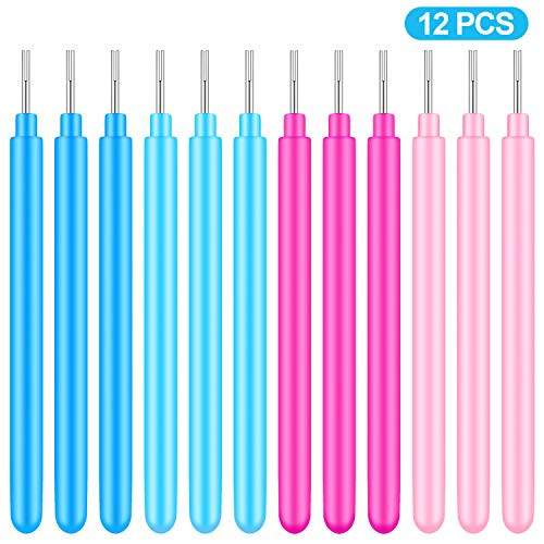 12 Pieces Paper Quilling Tools Rolling Curling Quilling Needle Pen DIY Cardmaking Paper Quilling Pen for Art Craft Handmade Tools, 4 Colors